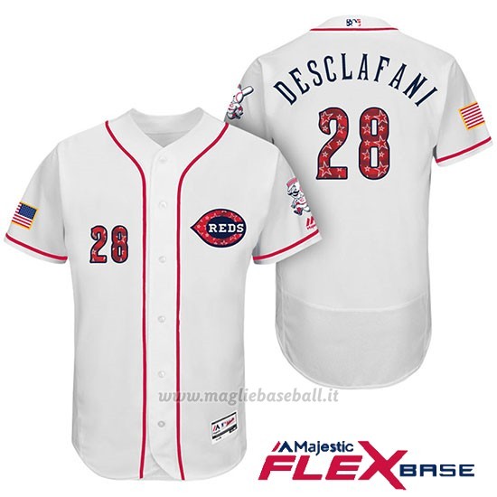 Maglia Baseball Uomo Cincinnati Reds 2017 Estrellas Y Rayas 28 Anthony Desclafani Bianco Flex Base